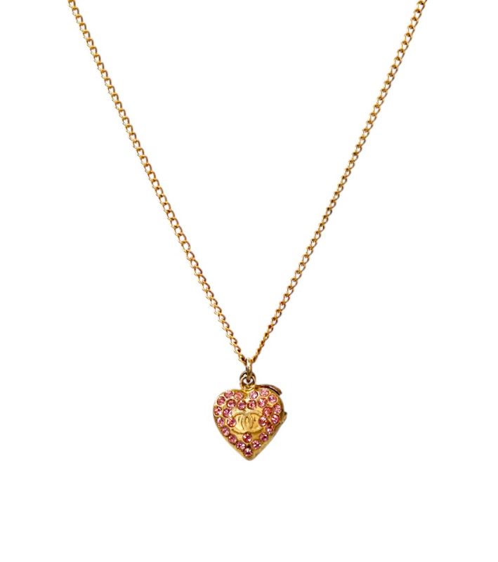 Chanel Pink Cubic Heart Necklace