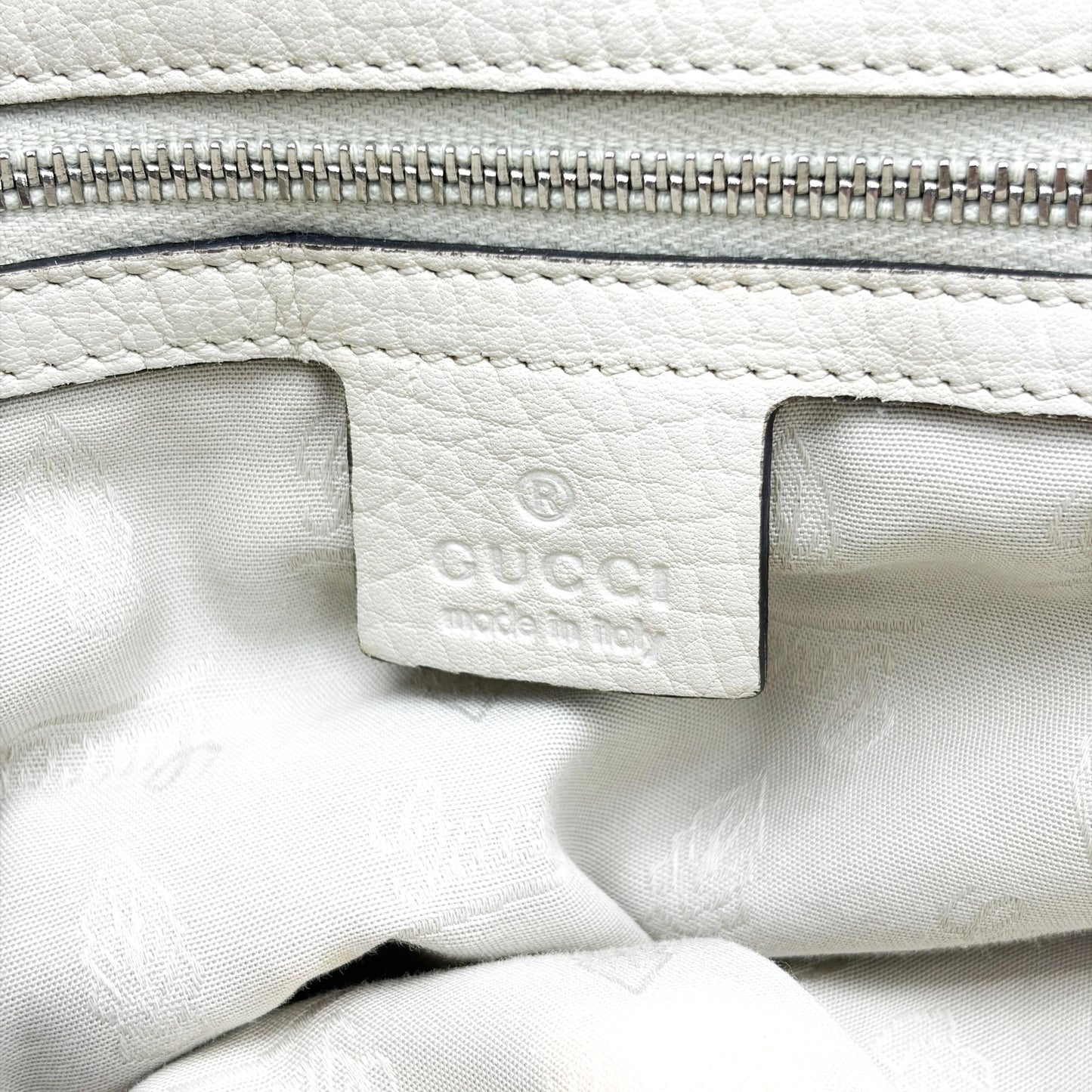 Gucci GG Canvas Bamboo Tote Bag White
