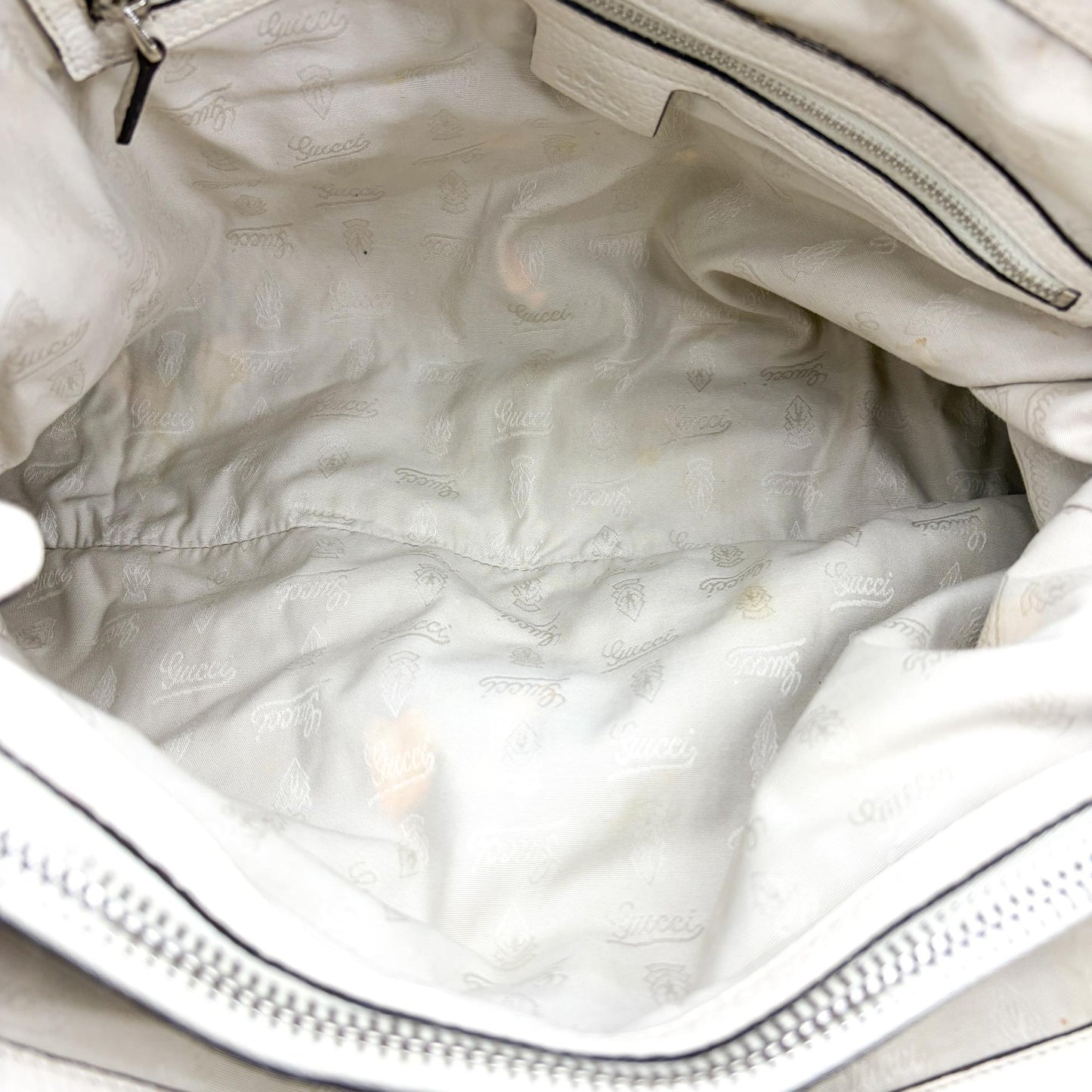 Gucci GG Canvas Bamboo Tote Bag White