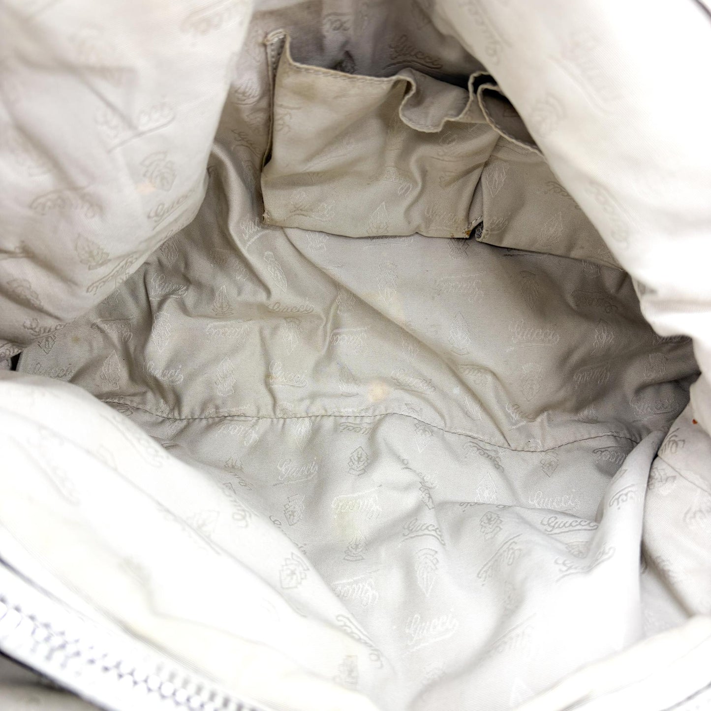 Gucci GG Canvas Bamboo Tote Bag White