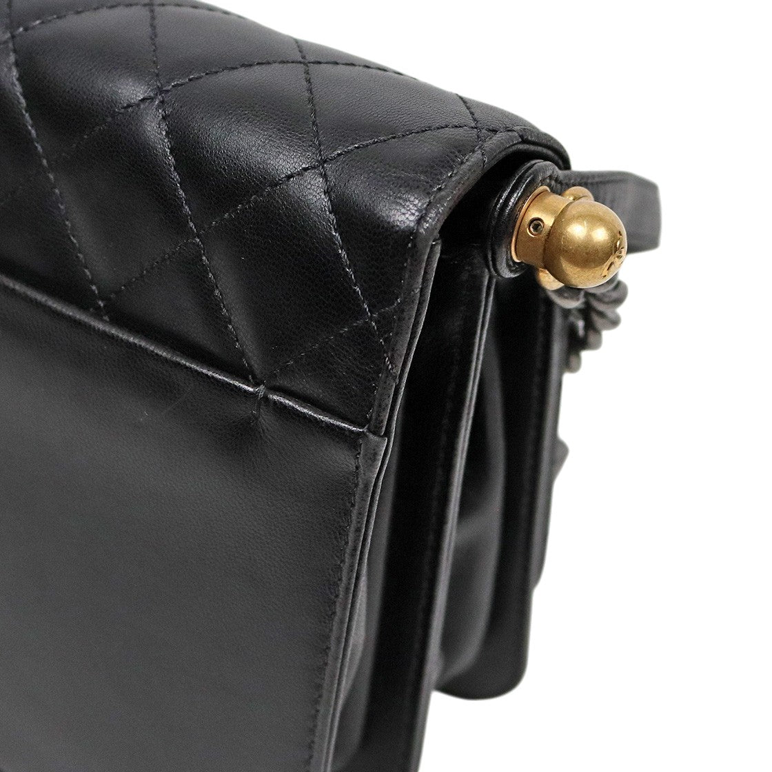 Chanel Black Lambskin Top-Handle Shoulder Bag