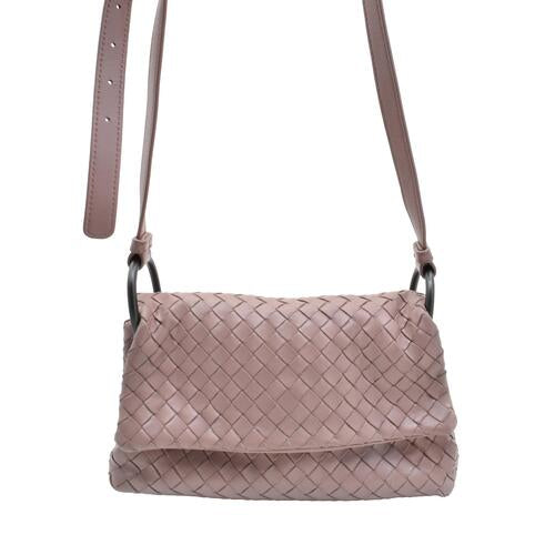 Bottega Veneta Intrecciato Pink Flap Crossbody Bag