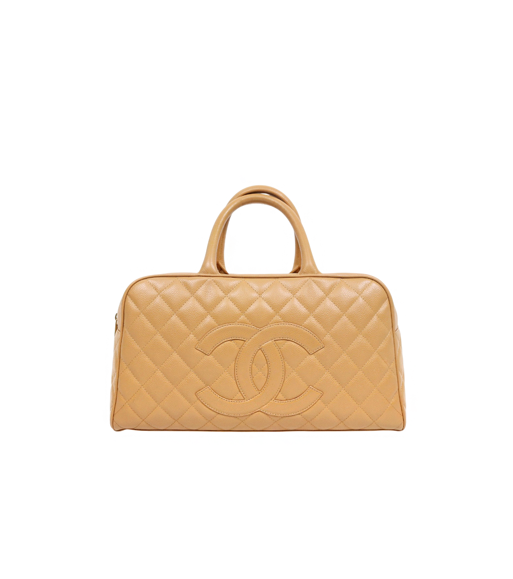 Chanel Beige Caviar Big CC Bowling Tote