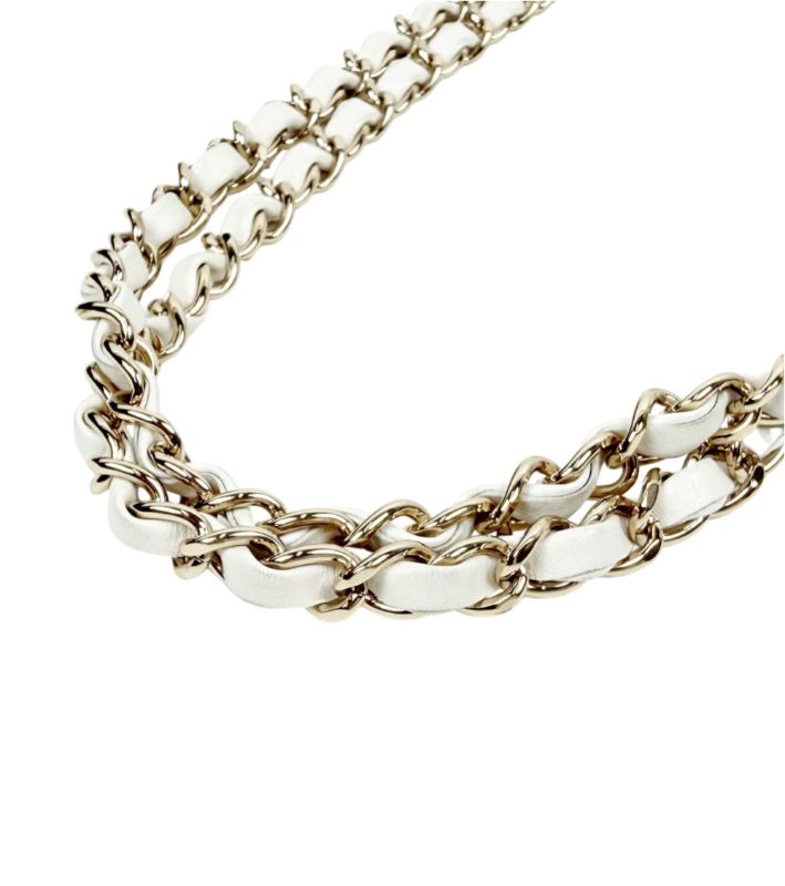 Chanel White Chevron Chain Shoulder Bag