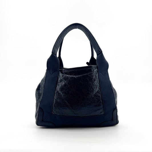 Balenciaga Navy Cabas XS Leather Tote Bag Black