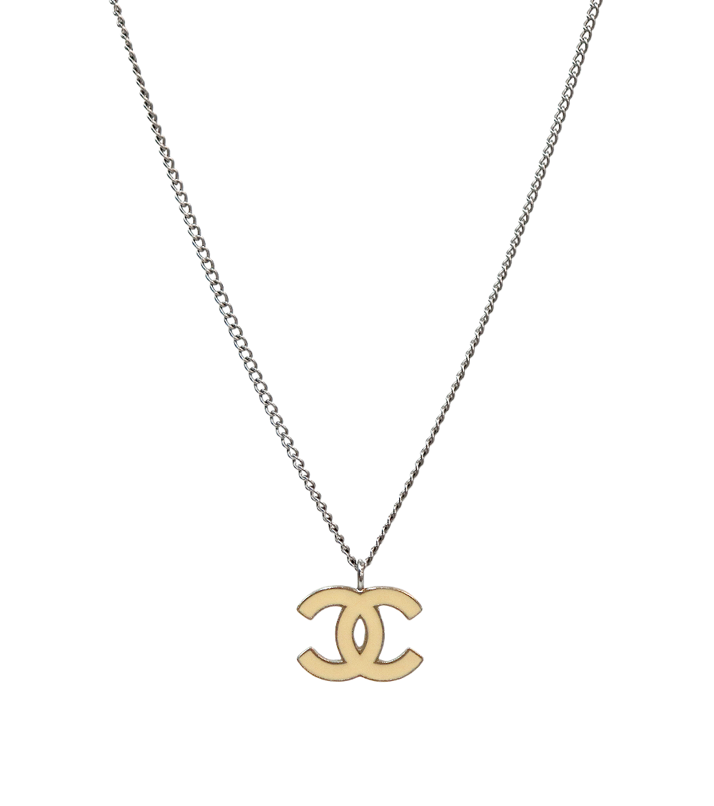 Chanel Ivory CC Silver Necklace