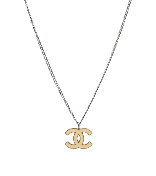 Chanel Ivory CC Silver Necklace