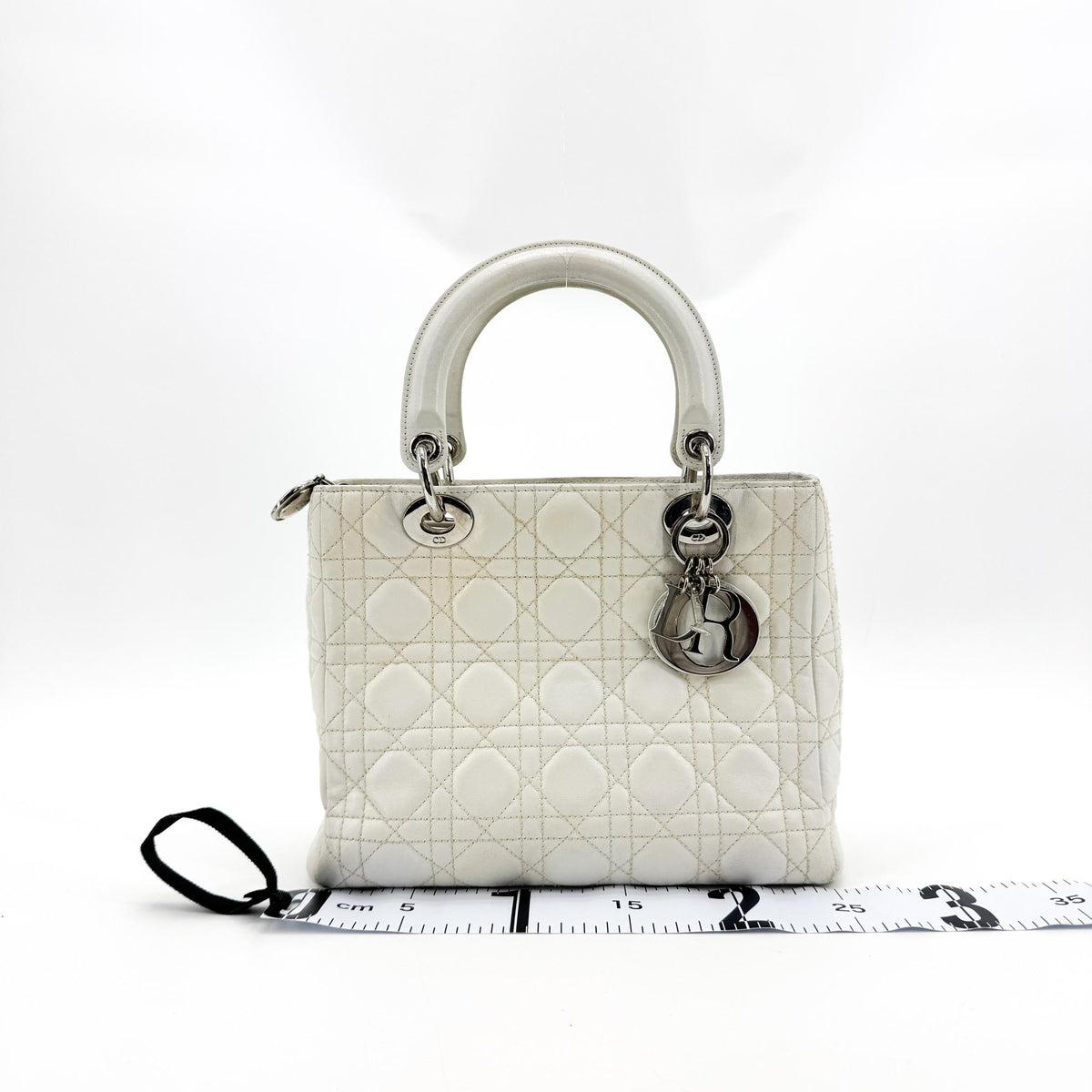 Dior Lady Dior Medium Lambskin Silver Hardware White