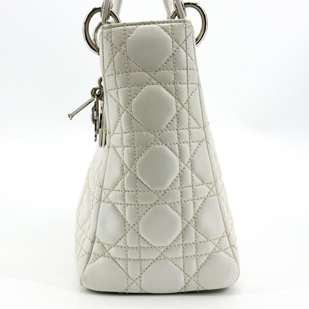 Dior Lady Dior Medium Lambskin Silver Hardware White