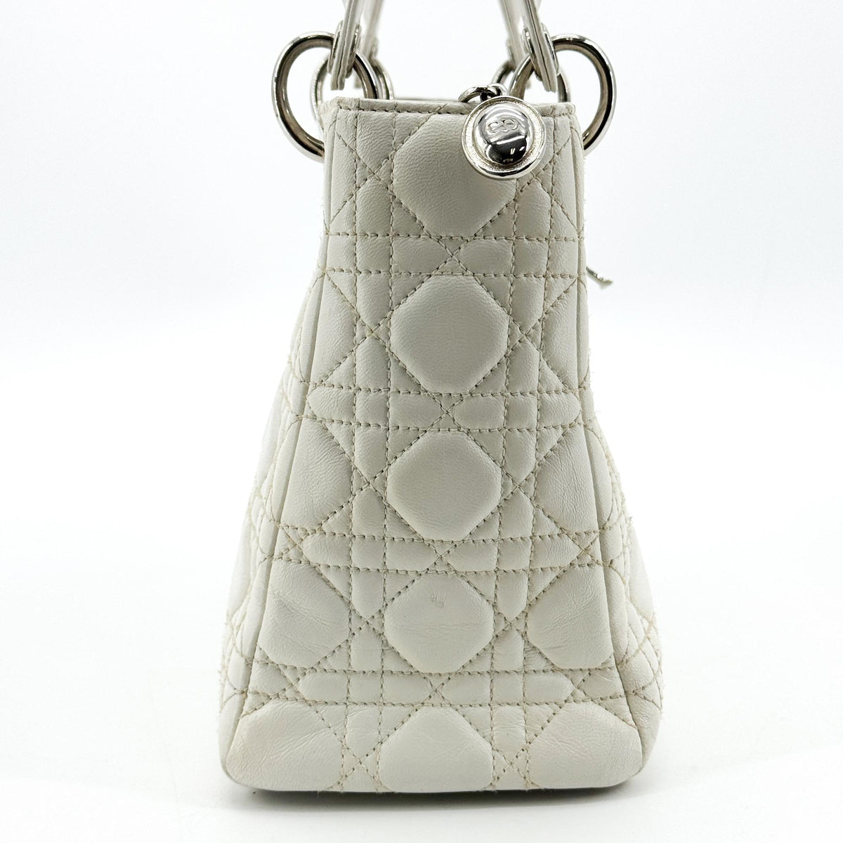 Dior Lady Dior Medium Lambskin Silver Hardware White