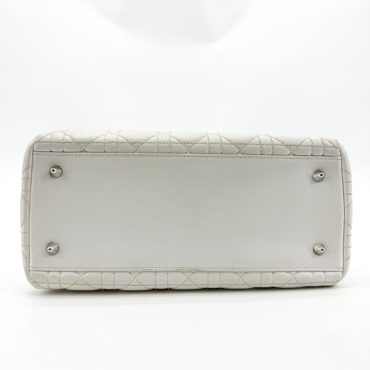Dior Lady Dior Medium Lambskin Silver Hardware White