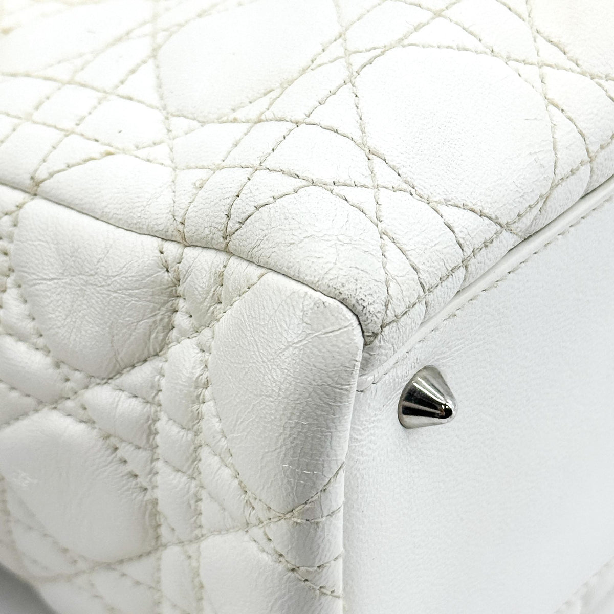 Dior Lady Dior Medium Lambskin Silver Hardware White