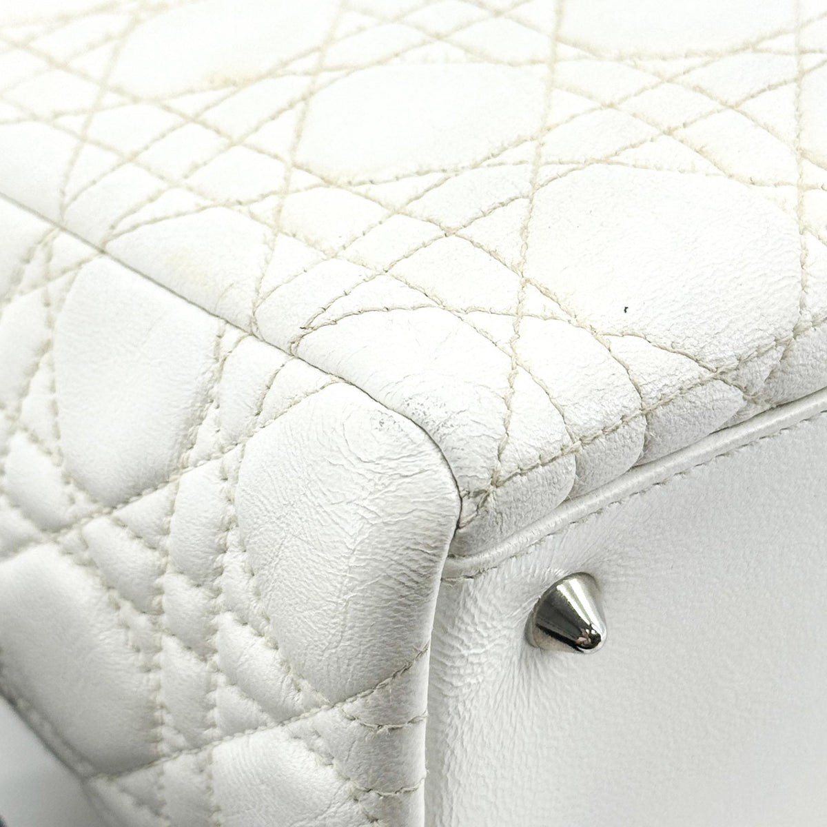 Dior Lady Dior Medium Lambskin Silver Hardware White