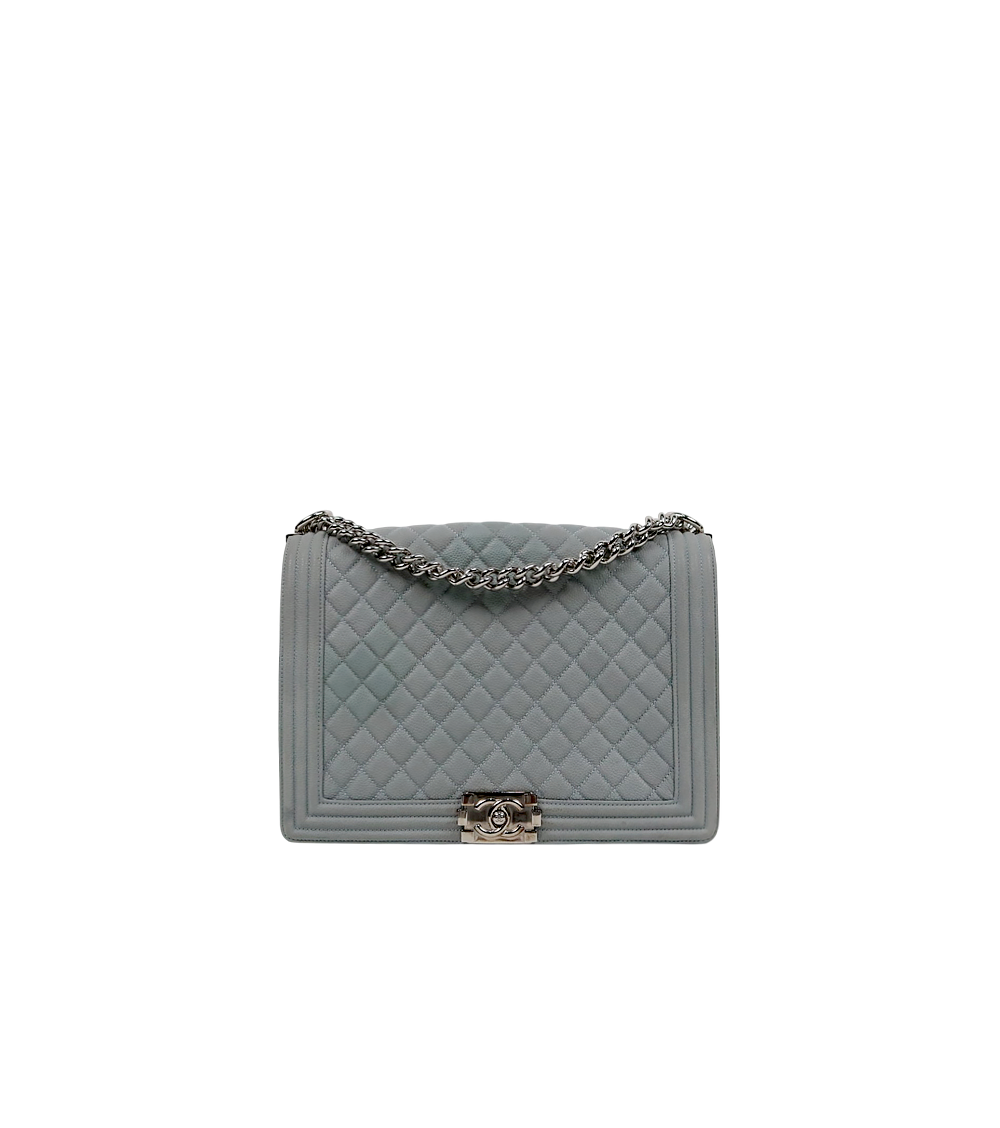 Chanel Gray Caviar Large Boy Shoulder Bag