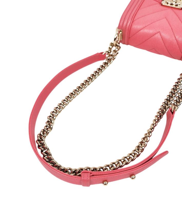 Chanel Pink Mini Chevron Caviar Boy Bag