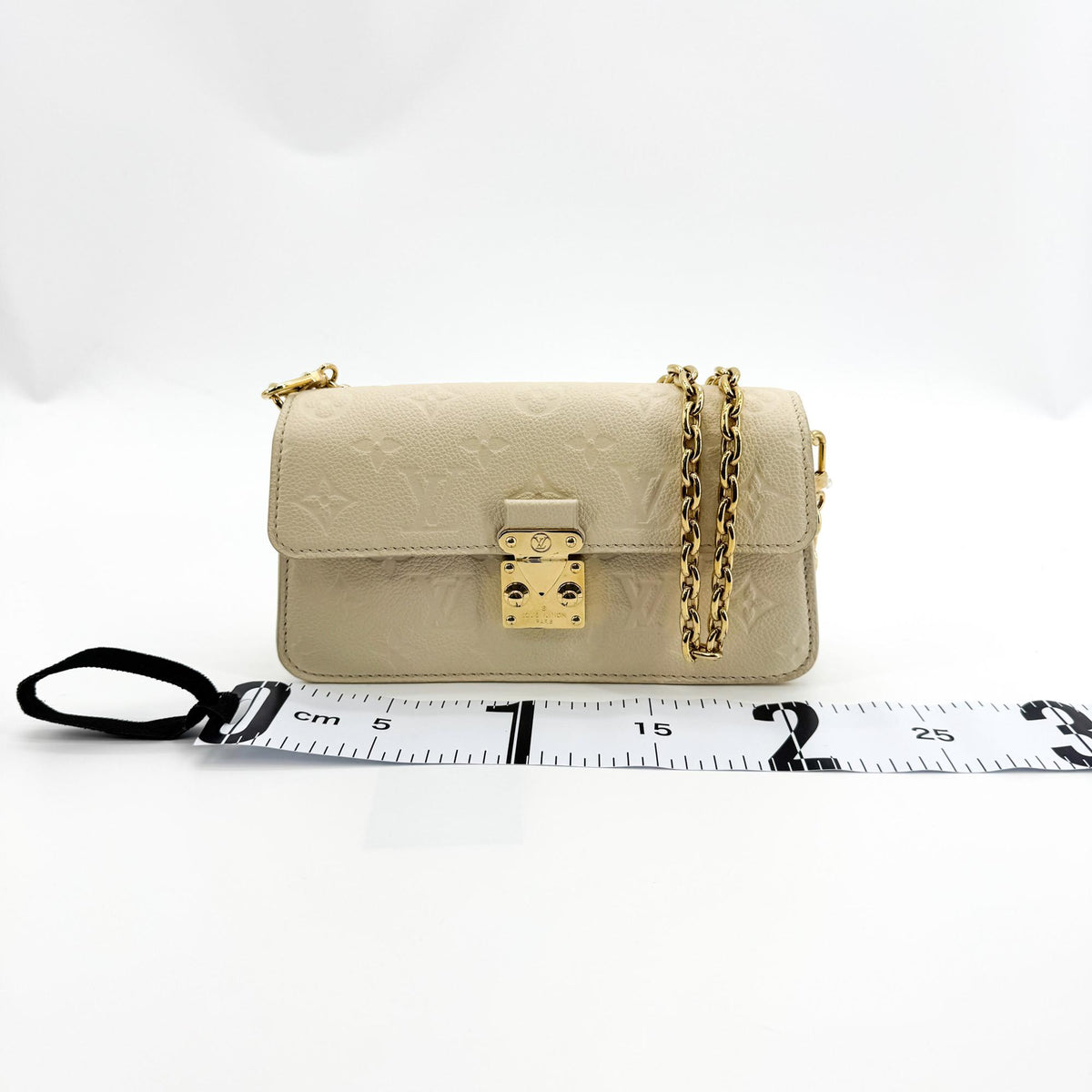 Louis Vuitton Monogram Empreinte Pochette Métis East West Chain Crossbody Bag Cream