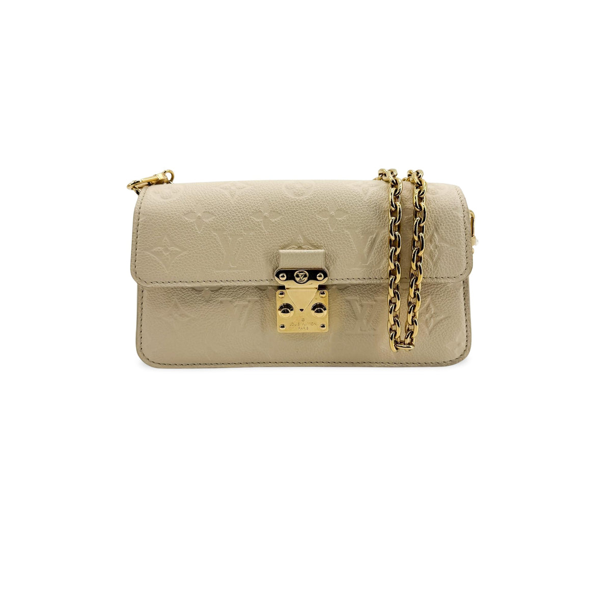 Louis Vuitton Monogram Empreinte Pochette Métis East West Chain Crossbody Bag Cream