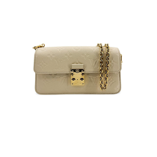Louis Vuitton Monogram Empreinte Pochette Métis East West Chain Crossbody Bag Cream