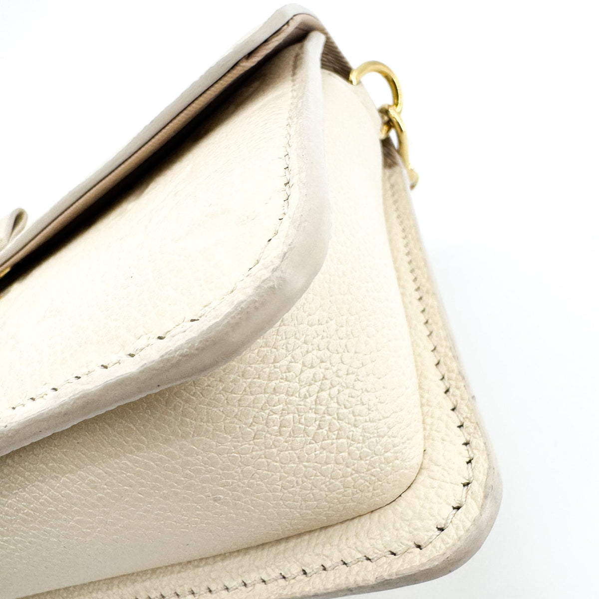 Louis Vuitton Monogram Empreinte Pochette Métis East West Chain Crossbody Bag Cream