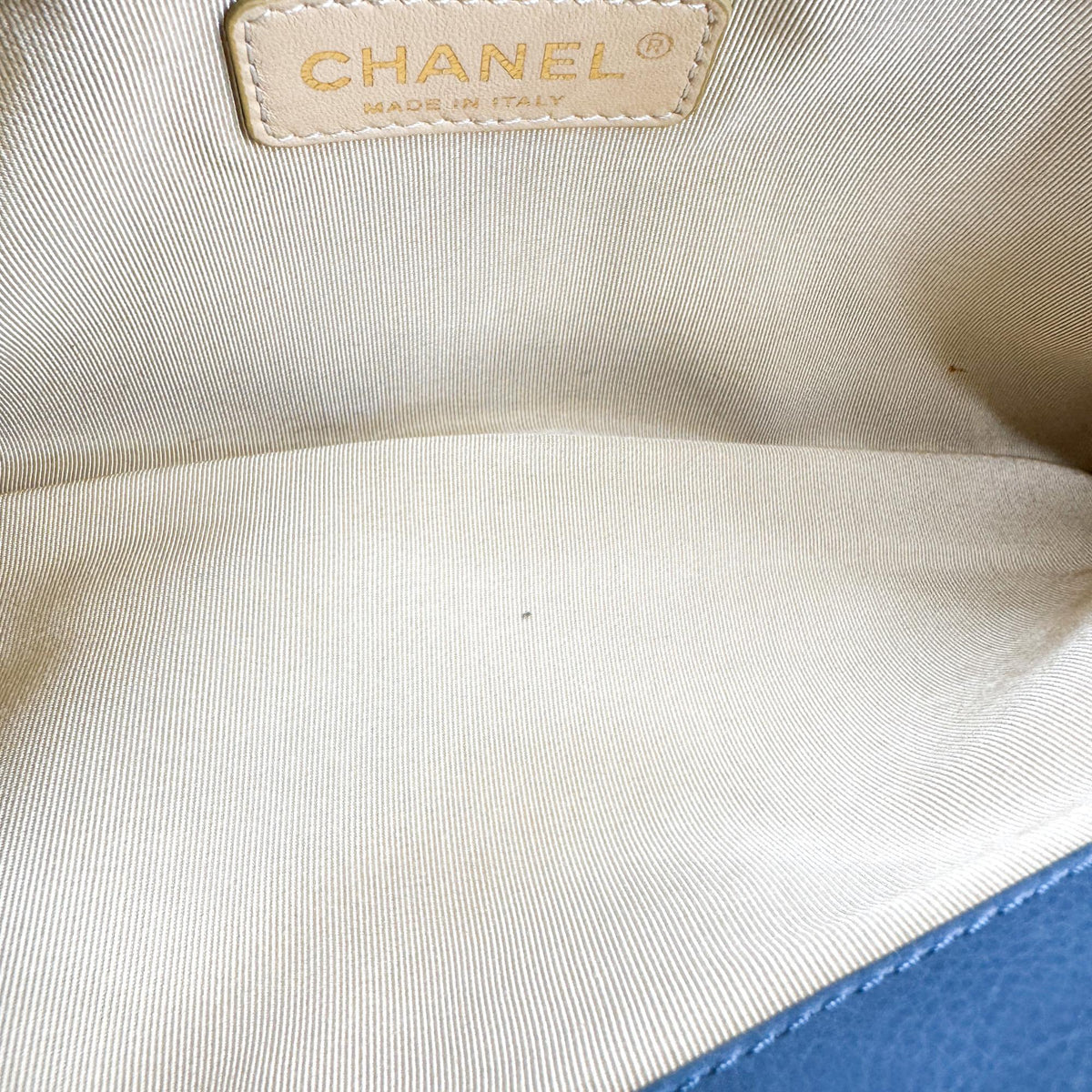 Chanel CC Crown Flap Shoulder Bag Blue Gold Hardware