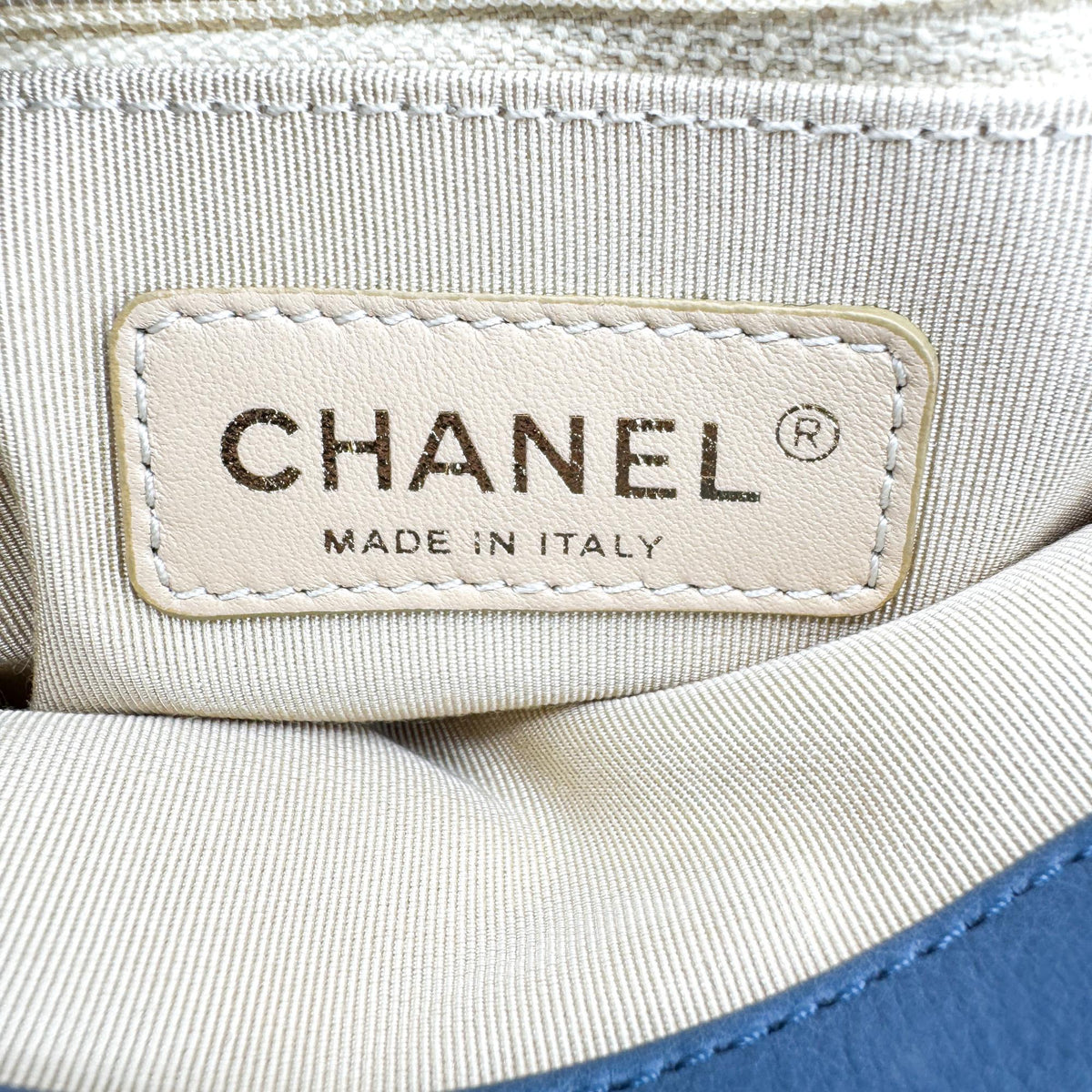 Chanel CC Crown Flap Shoulder Bag Blue Gold Hardware
