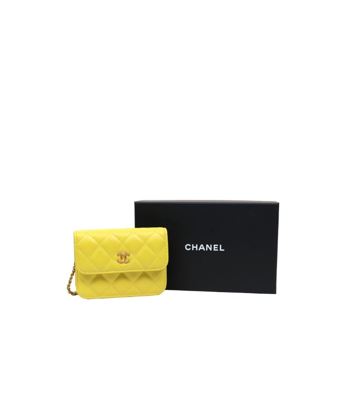 Chanel Mini Yellow Golden Ball Chain Crossbody Bag