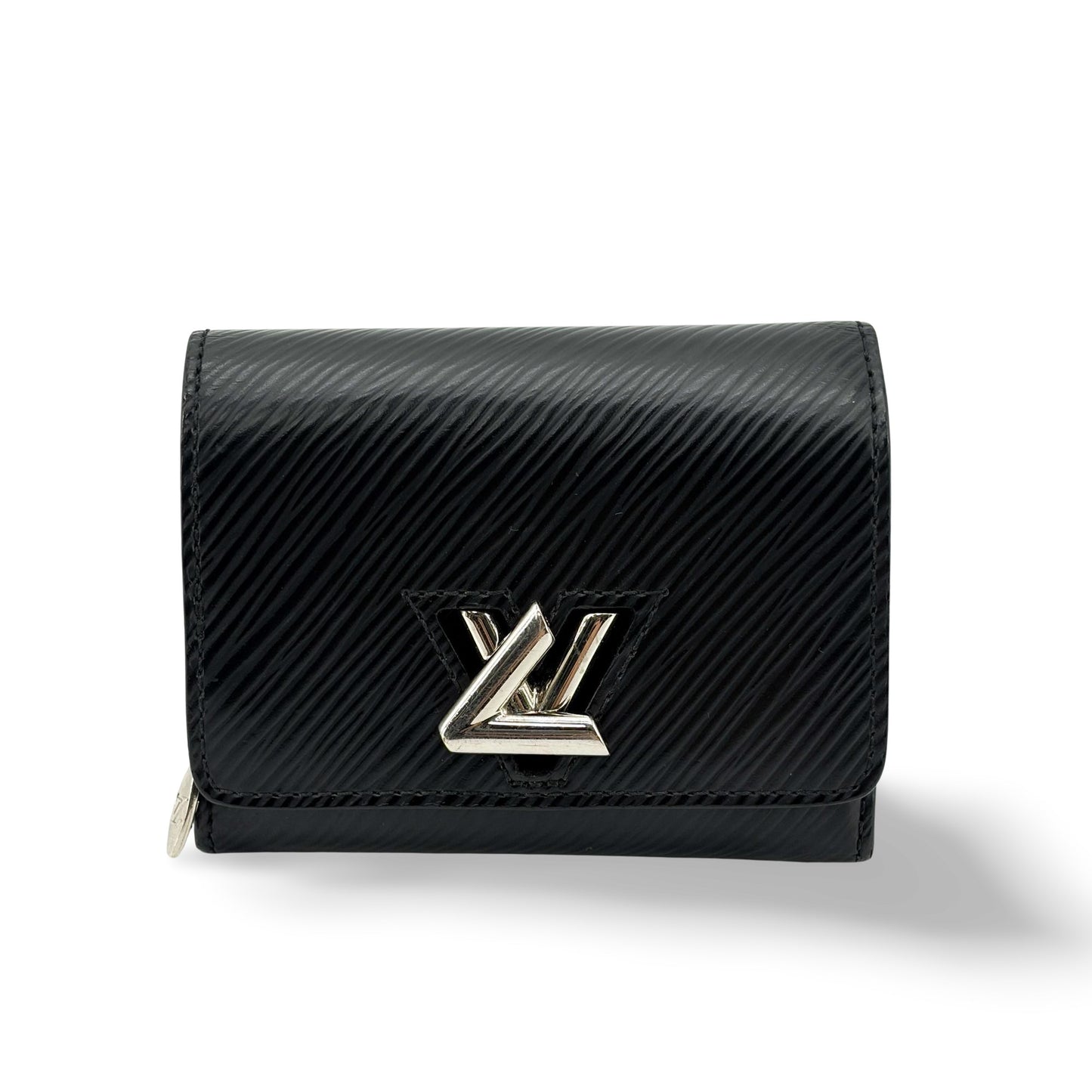 Louis Vuitton Epi Twist Compact Wallet Black Silver Hardware