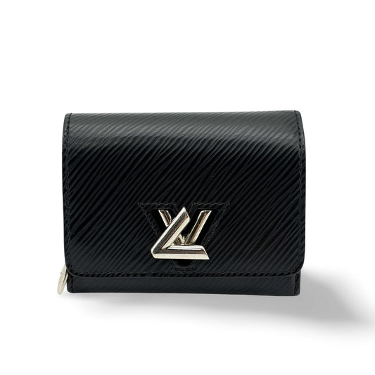 Louis Vuitton Epi Twist Compact Wallet Black Silver Hardware