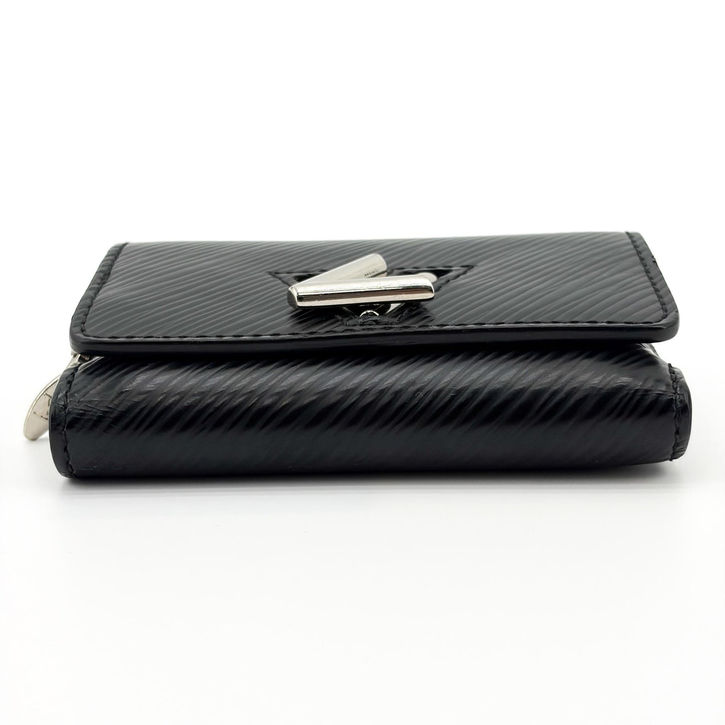 Louis Vuitton Epi Twist Compact Wallet Black Silver Hardware