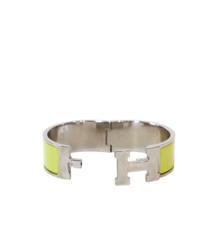 Hermès Green Click-Ash Silver Bracelet