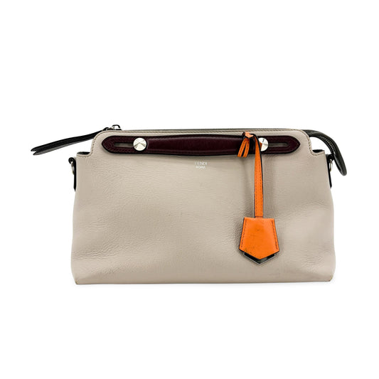 Fendi By The Way Medium Boston Bag Greige Burgundy Orange