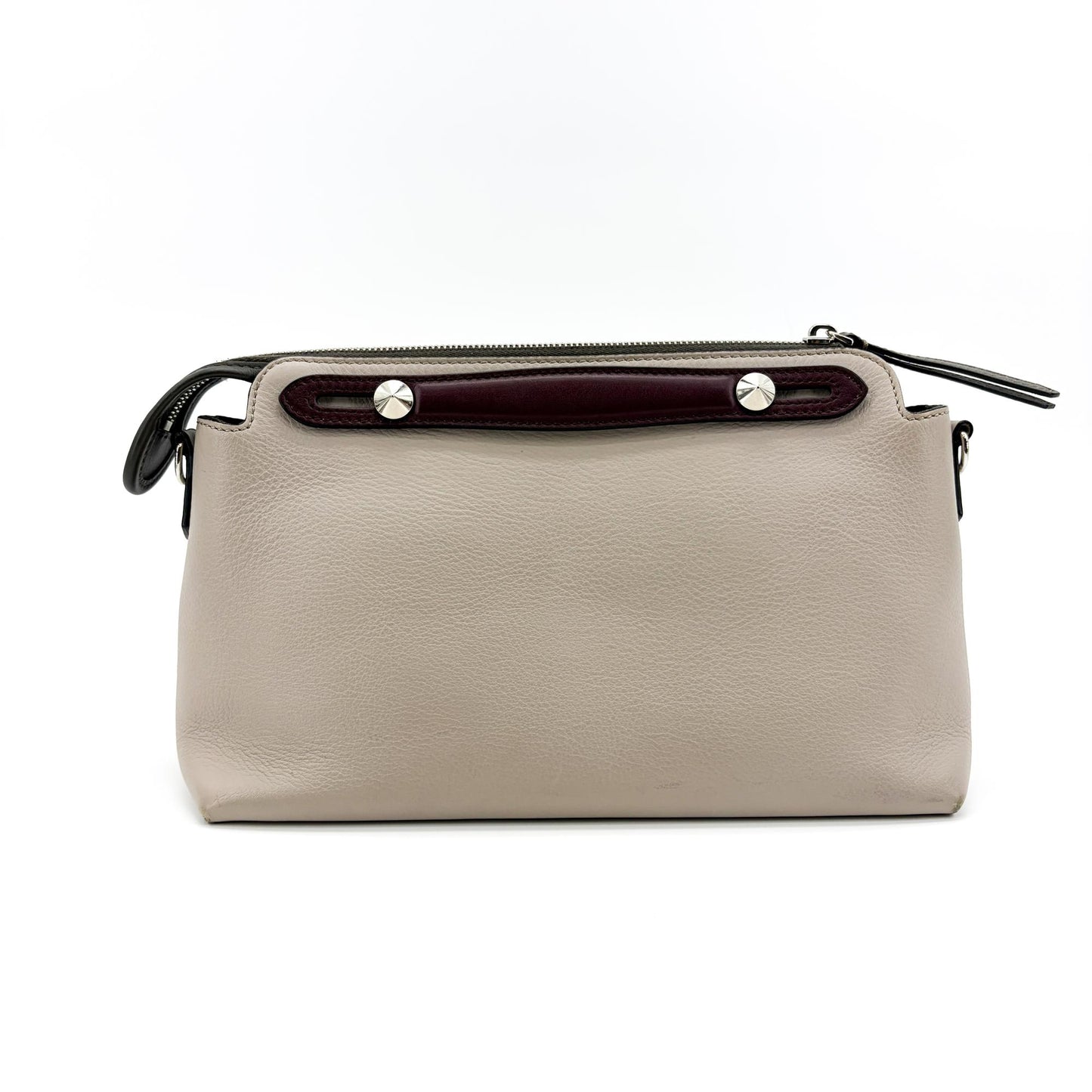 Fendi By The Way Medium Boston Bag Greige Burgundy Orange