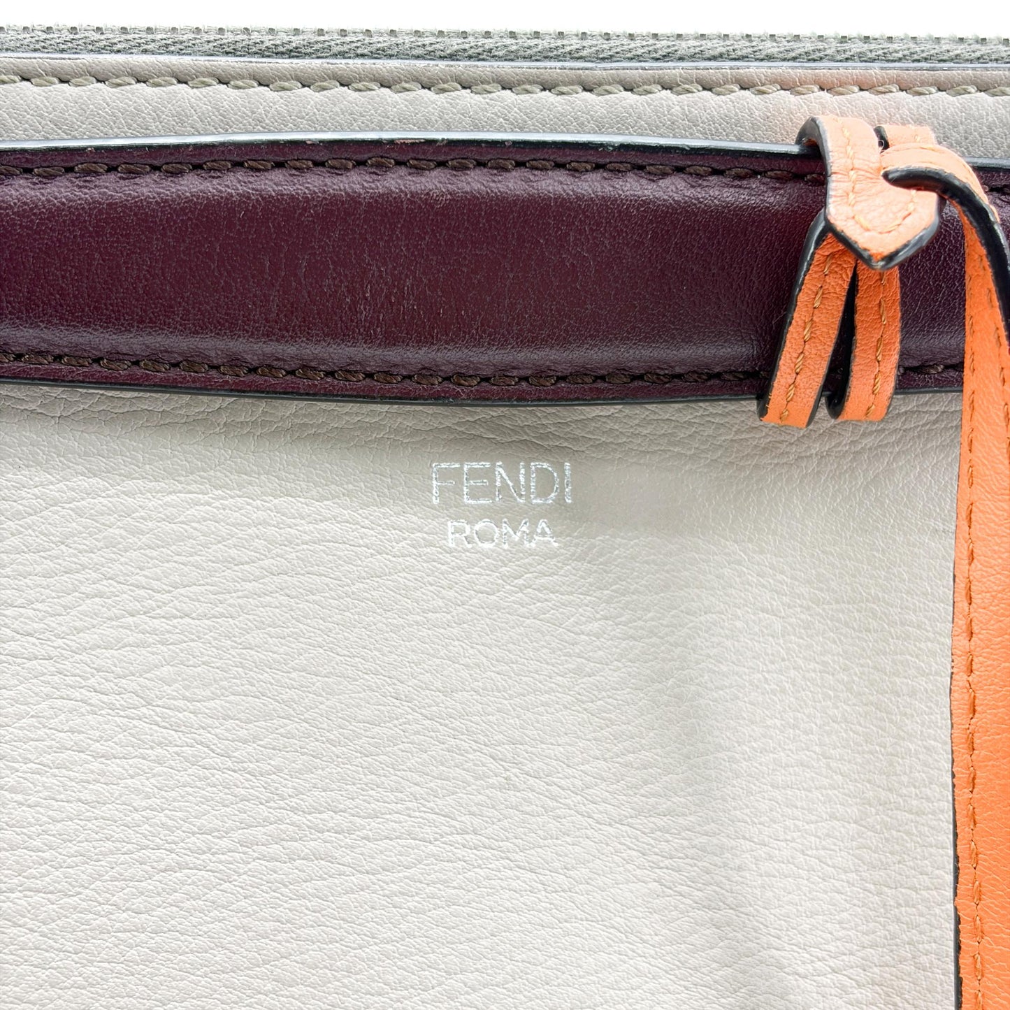 Fendi By The Way Medium Boston Bag Greige Burgundy Orange