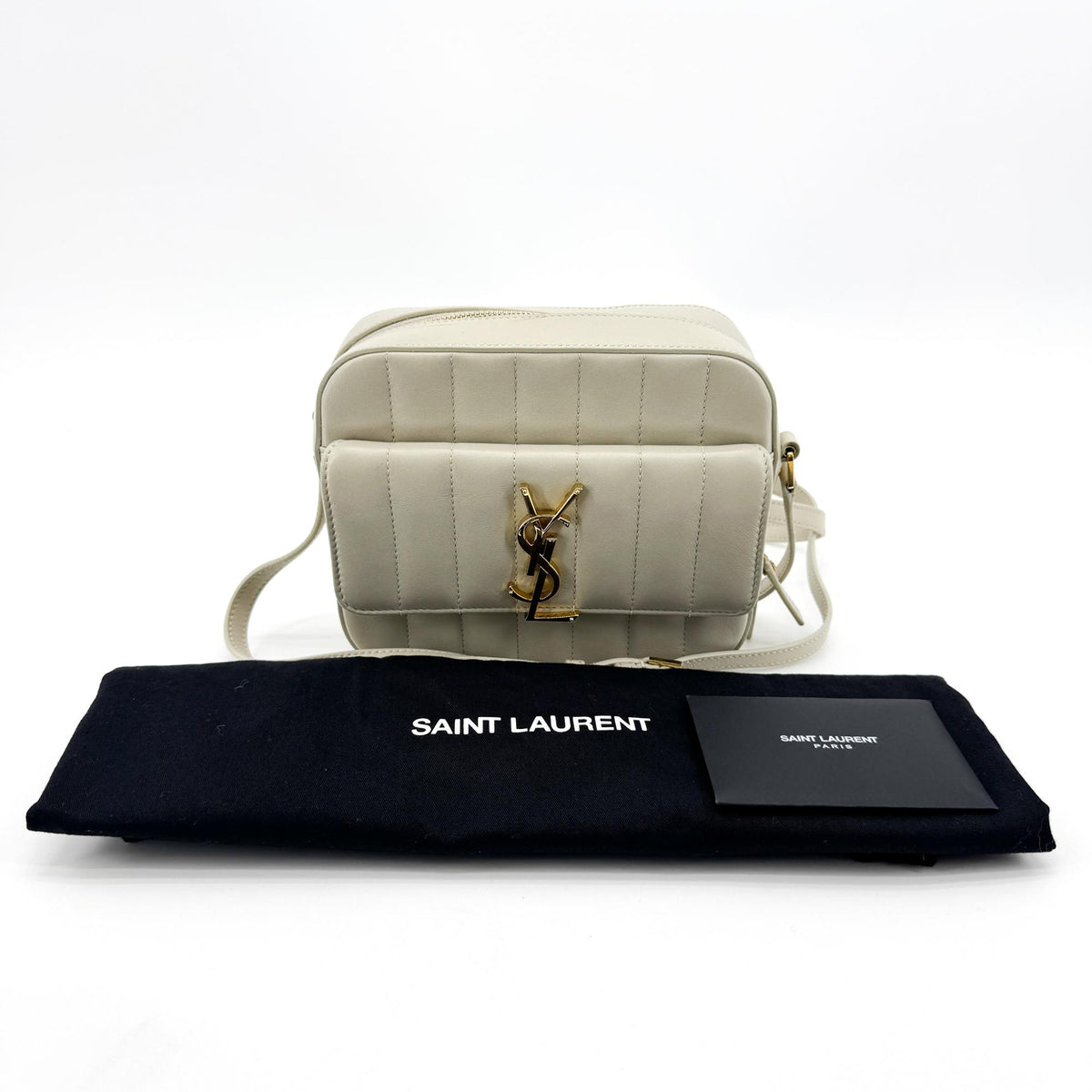 Saint Laurent Vicky Toy Camera Bag Ivory Gold Hardware