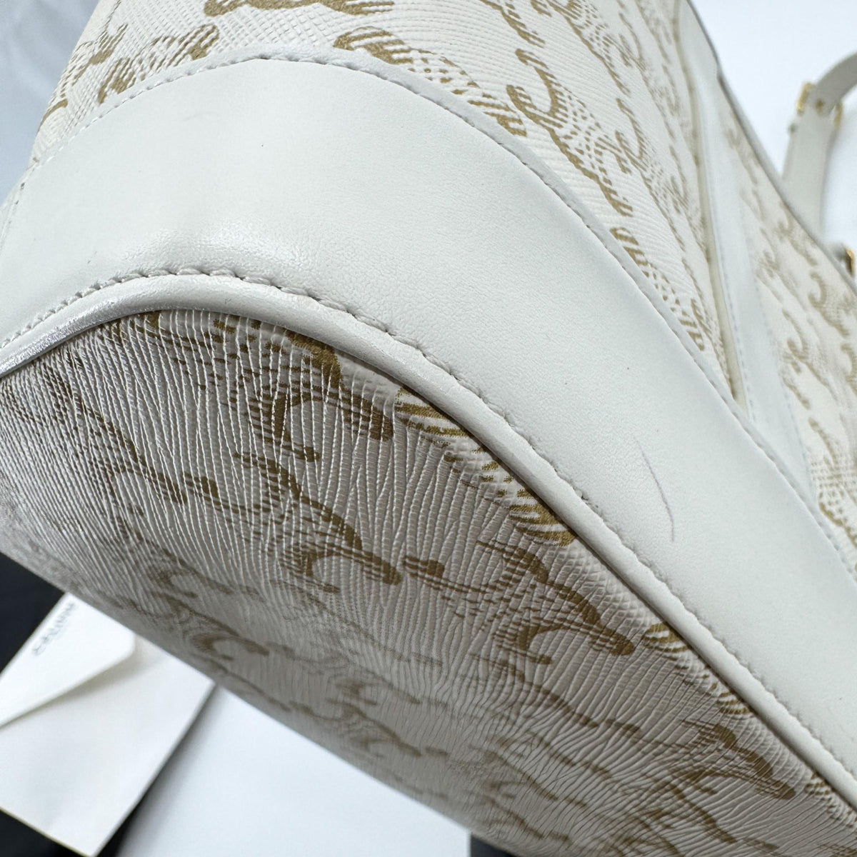 Celine Small Bucket Bag Triomphe Canvas White