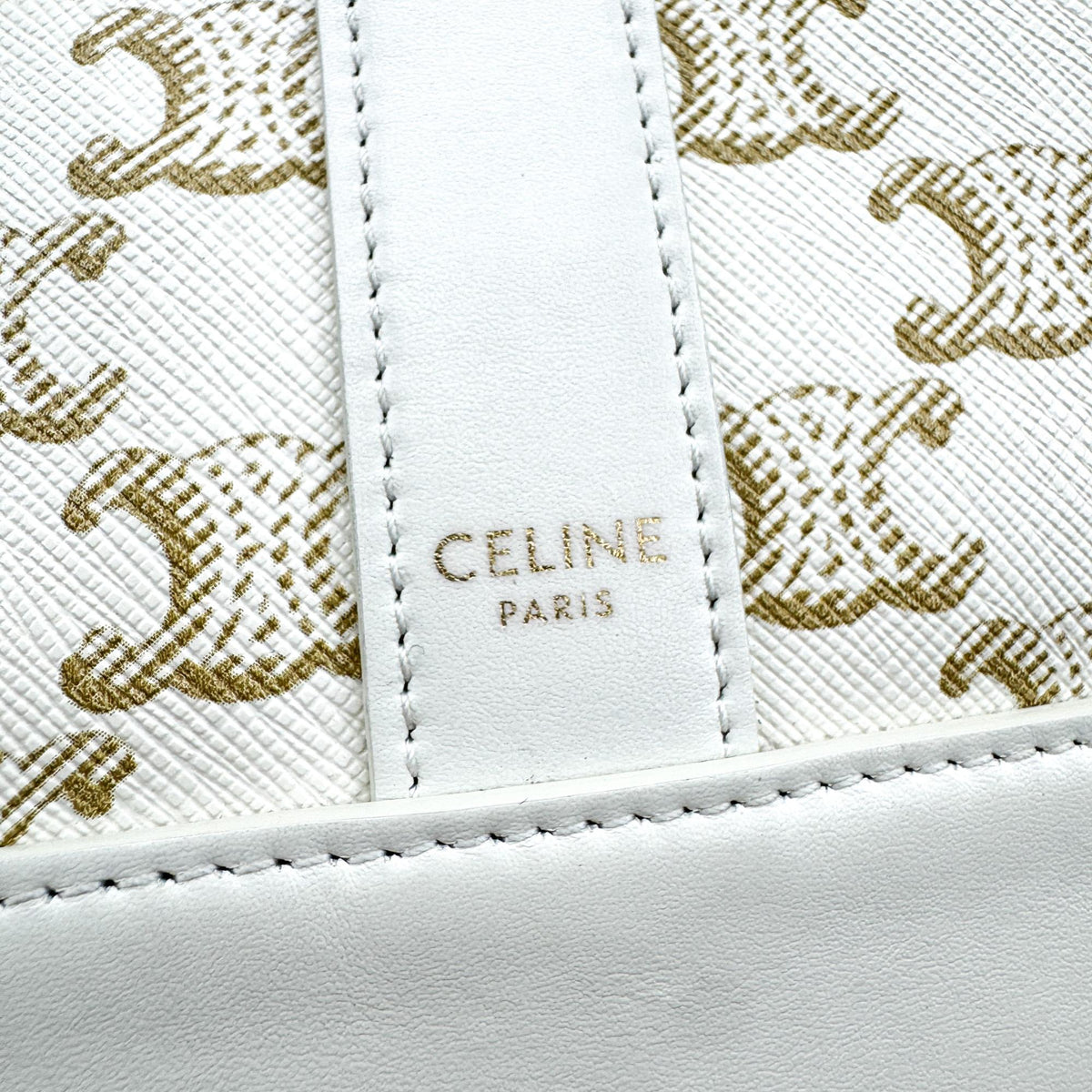 Celine Small Bucket Bag Triomphe Canvas White
