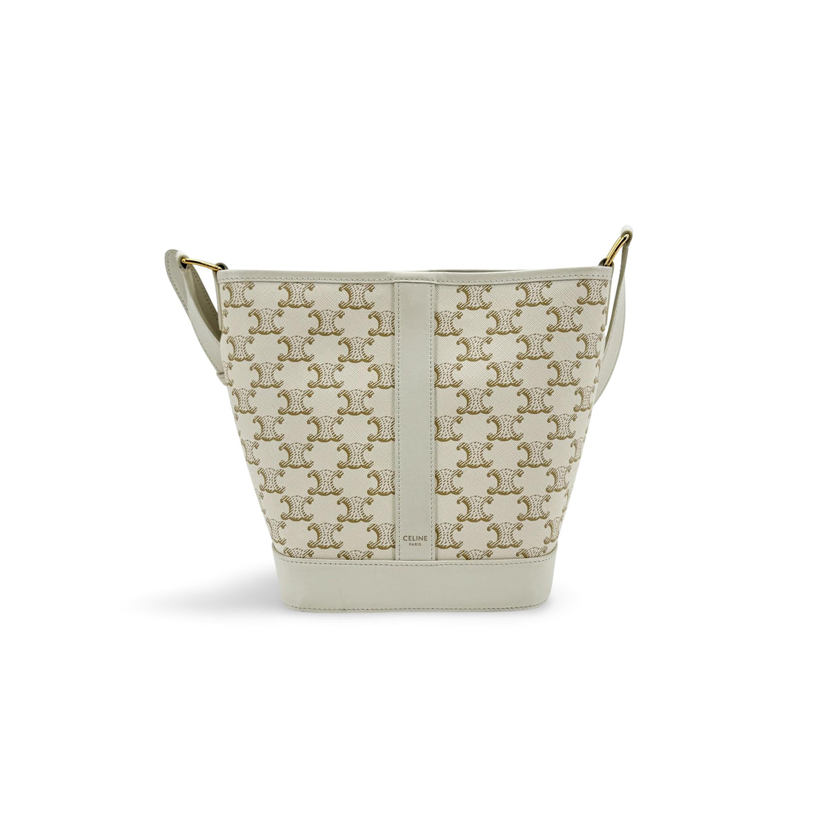 Celine Small Bucket Bag Triomphe Canvas White