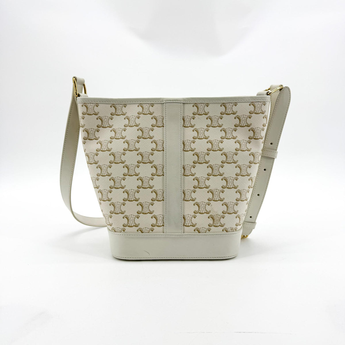 Celine Small Bucket Bag Triomphe Canvas White