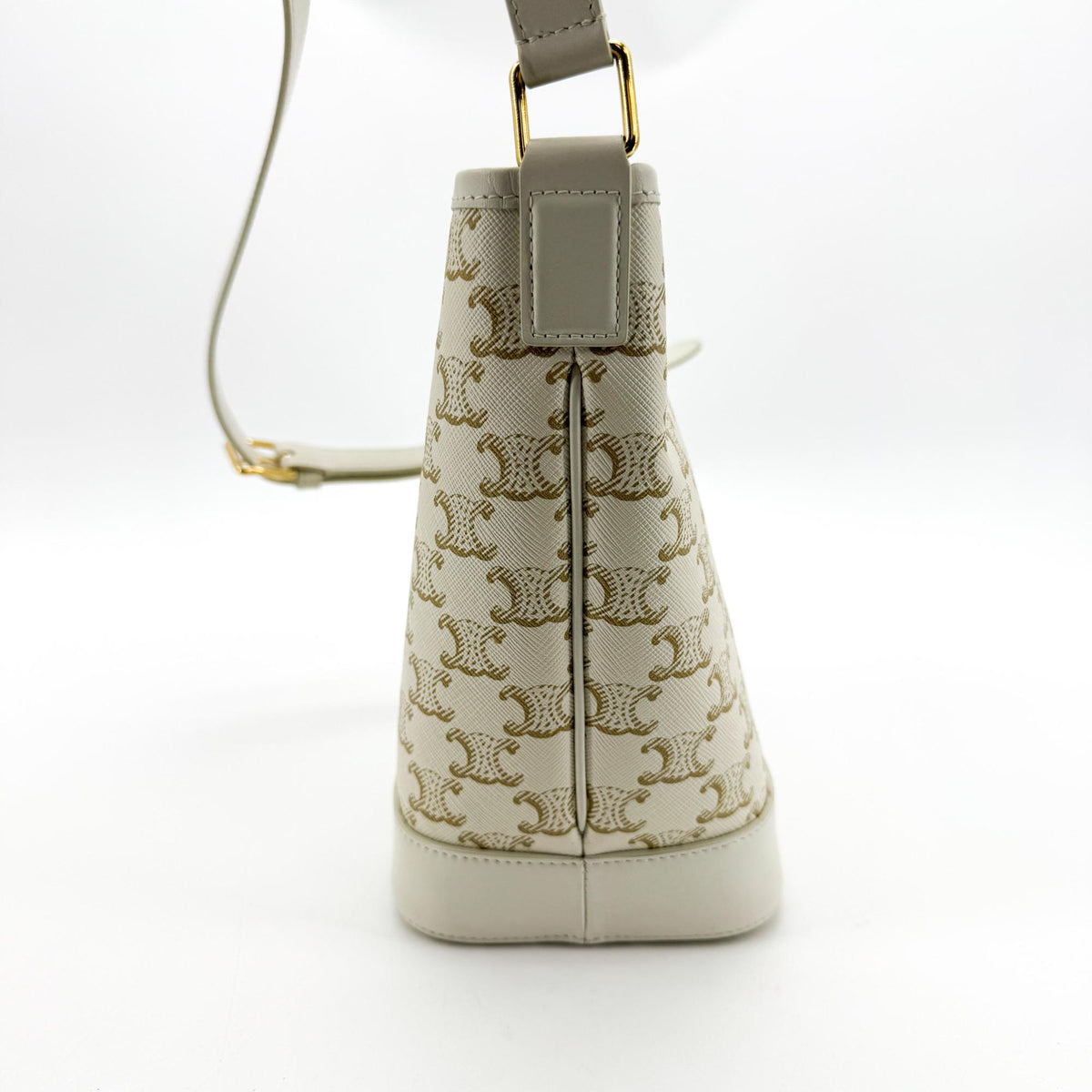 Celine Small Bucket Bag Triomphe Canvas White