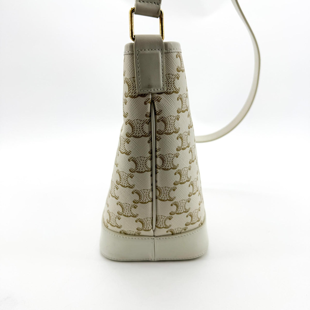 Celine Small Bucket Bag Triomphe Canvas White