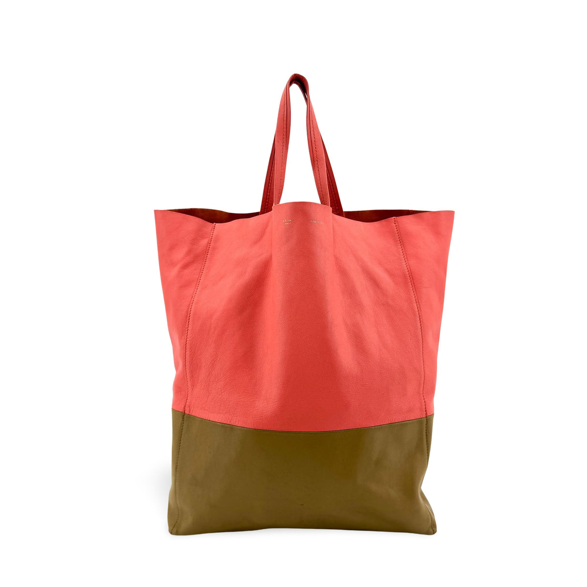 Celine Bicolor Vertical Cabas Tote Bag Pink Khaki