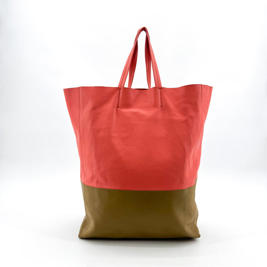 Celine Bicolor Vertical Cabas Tote Bag Pink Khaki