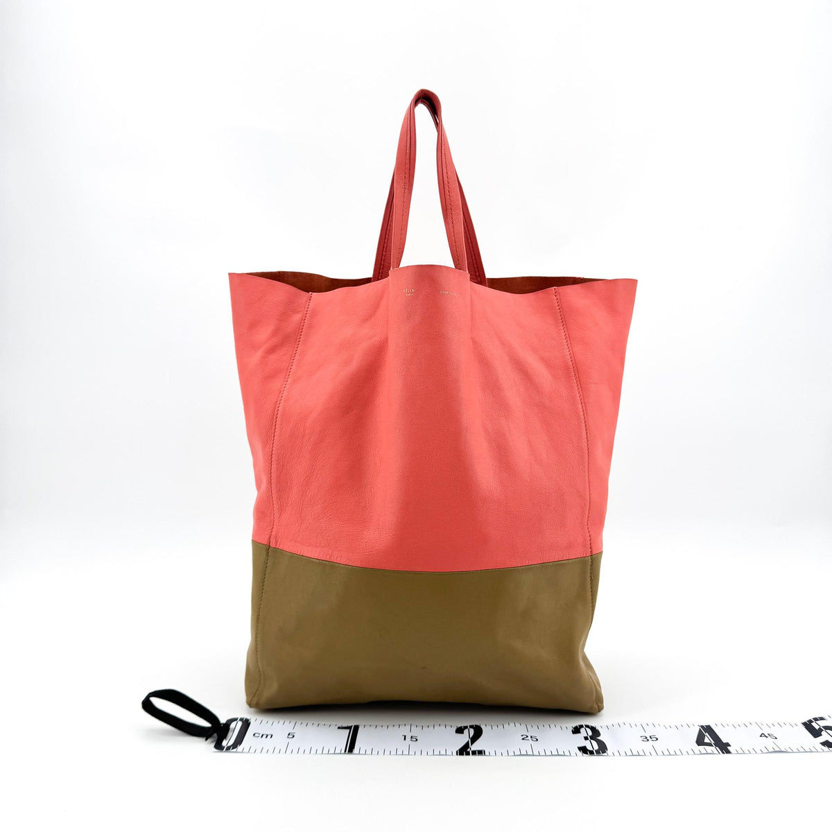 Celine Bicolor Vertical Cabas Tote Bag Pink Khaki