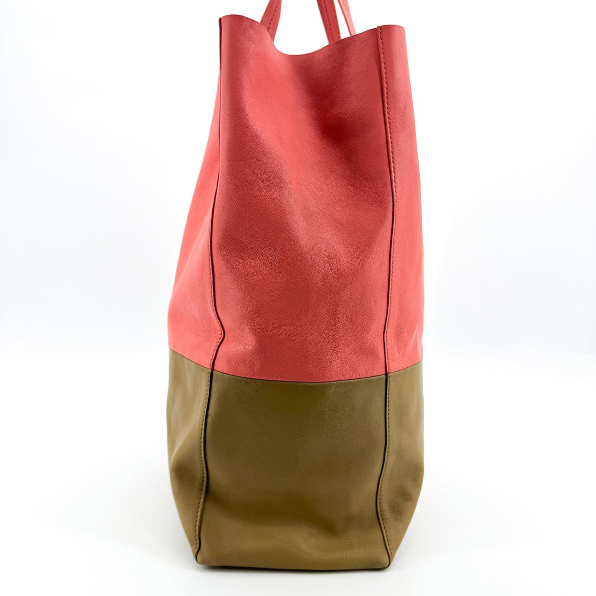Celine Bicolor Vertical Cabas Tote Bag Pink Khaki