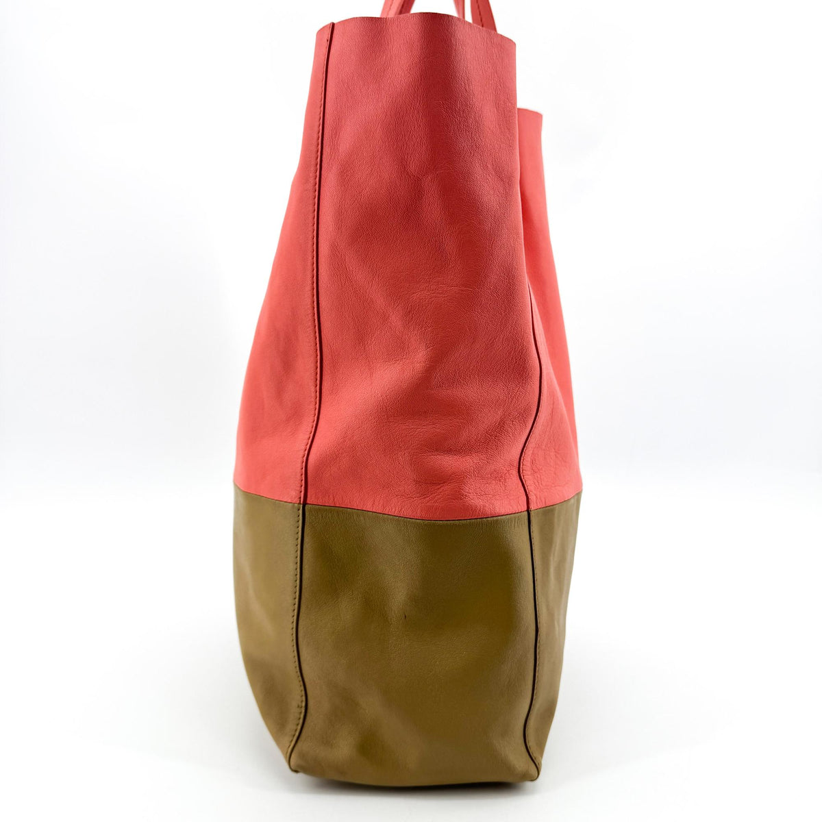 Celine Bicolor Vertical Cabas Tote Bag Pink Khaki