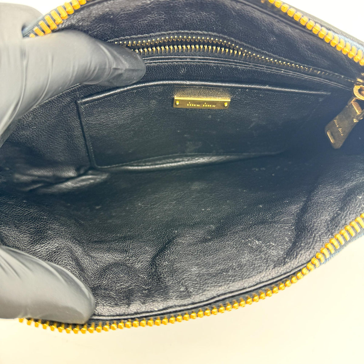 Miu Miu Denim Biker Clutch Blue