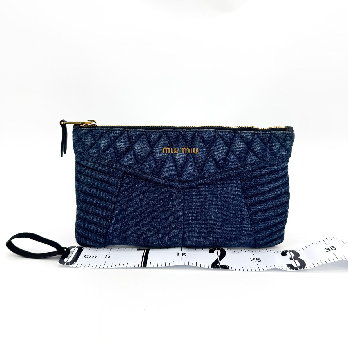 Miu Miu Denim Biker Clutch Blue