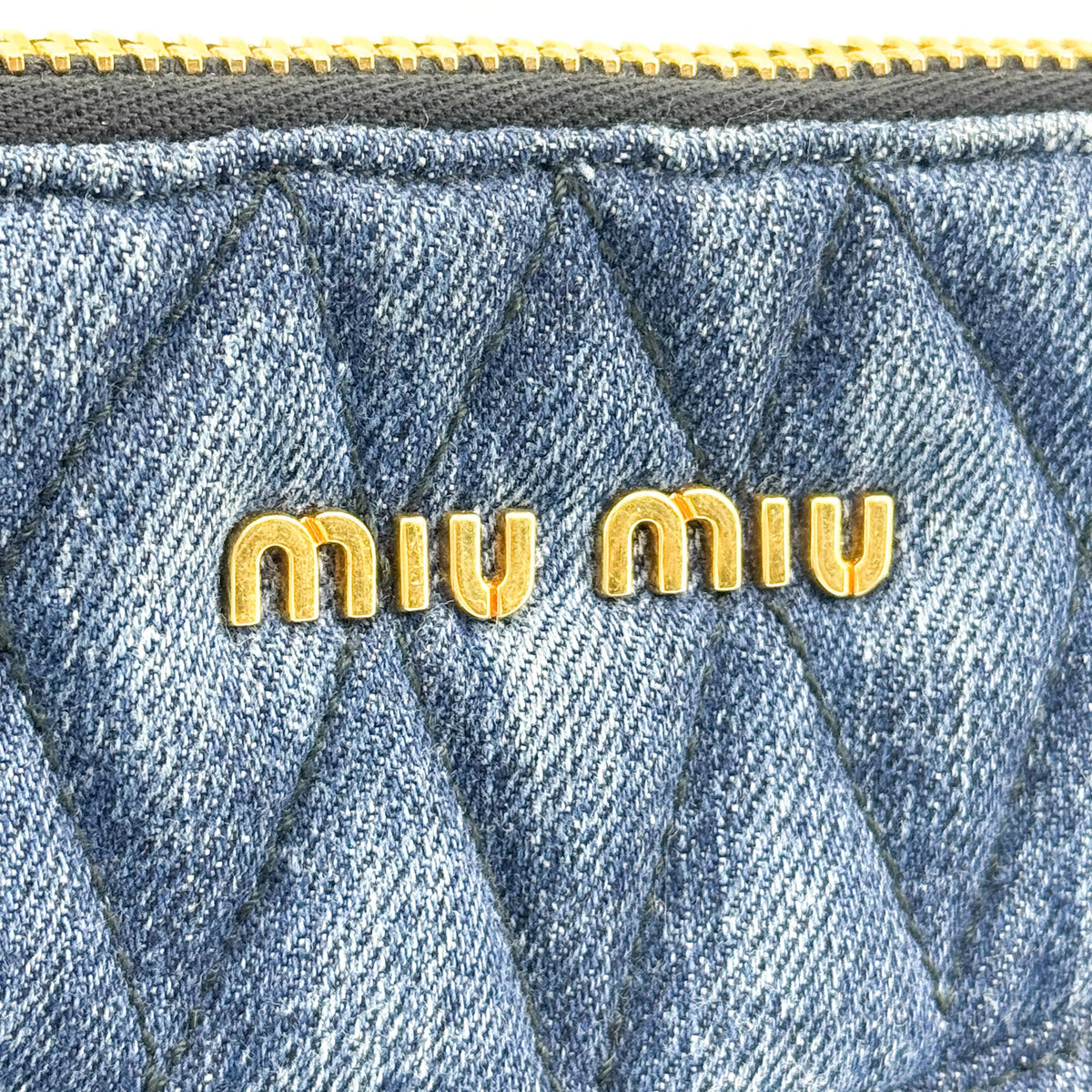 Miu Miu Denim Biker Clutch Blue