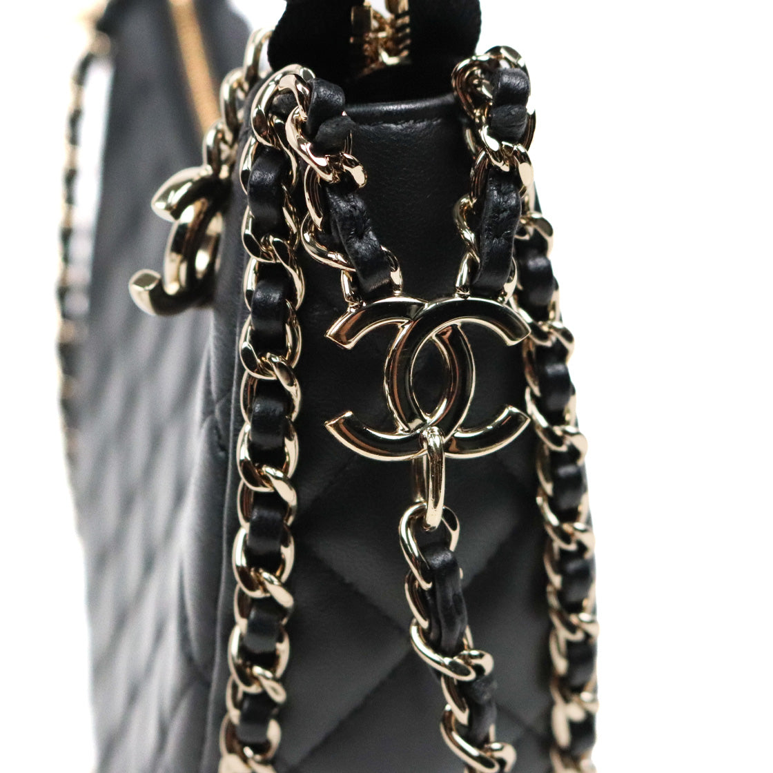 Chanel Black Lambskin Half-Moon Hobo Bag