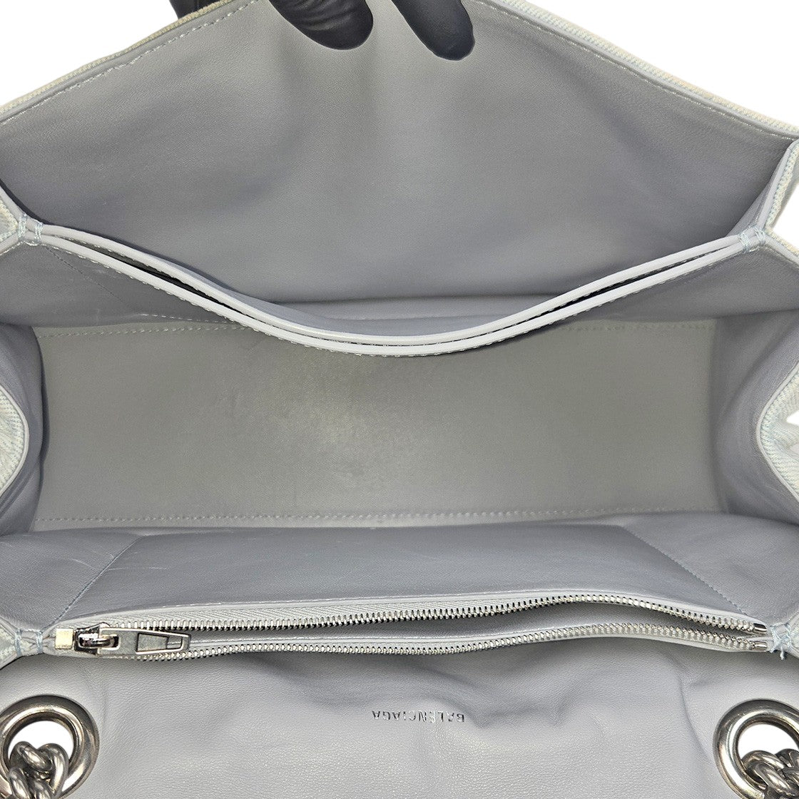 Balenciaga Quilted Denim Crush Chain Shoulder Bag
